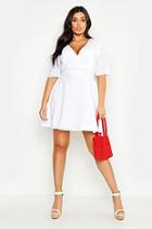 Boohoo Plus Broderie Anglaise Lace Plunge Skater Dress