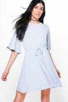 Boohoo Freida Premium Fabric Skater Dress Grey