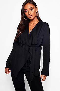 Boohoo Petite Eyelet Detail Tie Waist Blazer