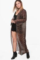 Boohoo Petite Aimee Leopard Print Longline Kimono Multi