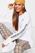 Boohoo Hustler Long Sleeve Slogan T-shirt