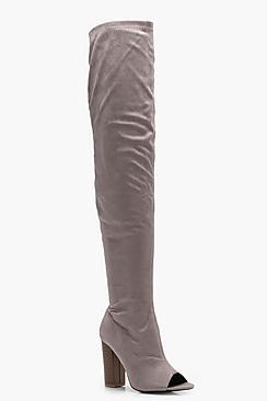 Boohoo Daisy Peeptoe Thigh High Boot