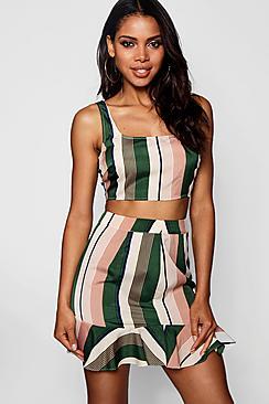 Boohoo Mia Square Neck Crop & Mini Skirt Co-ord Set
