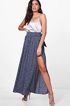 Boohoo Bali Woven Ditsy Floral Wrap Maxi Skirt