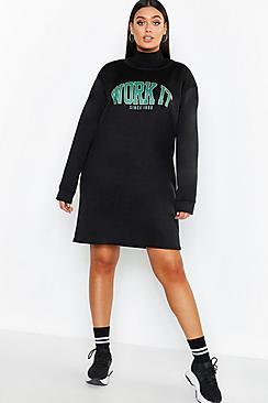 Boohoo Work It Slogan Sweat Dress
