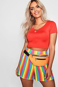 Boohoo Plus Georgie Rainbow Flippy Hem Short