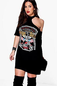 Boohoo Plus Alice Choker Detail T-shirt Dress