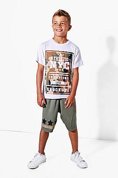 Boohoo Boyo Nyc Camo Star Tee And Short Set