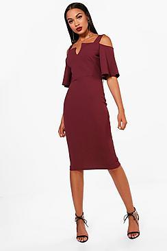 Boohoo Florence Formal Cold Shoulder Midi Dress