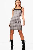 Boohoo Natalie Check Print Wide Strap Bodycon Dress