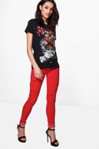 Boohoo Tiah Stretch Pocket Detail Trousers Red