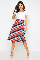 Boohoo Stripe Wrap Skirt