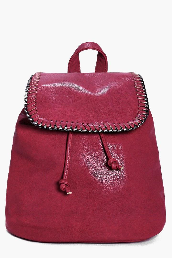 Boohoo Madeleine Chain Edge Backpack Wine