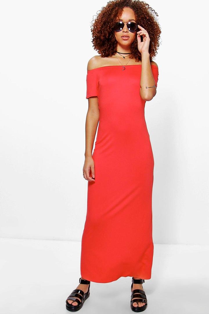 Boohoo Kerry Off Shoulder Maxi Dress Orange