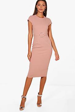 Boohoo Tall Zoey Buckle Detail Midi Dress