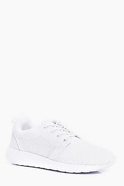 Boohoo Lace Up Mesh Running Trainer