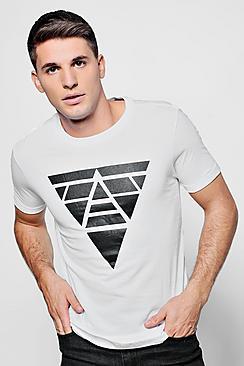 Boohoo Longline Printed T-shirt With Roll Sleeves