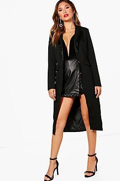 Boohoo Lena Thigh Split Tuxedo Dress