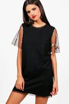 Boohoo Lucy Embroidered Mesh T-shirt Dress
