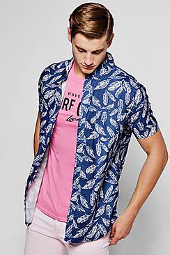 Boohoo Short Sleeve Leaf Print Shirt