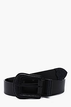Boohoo Matte Black Buckle Western Faux Leather Belt