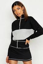 Boohoo Zip Front Panelled Sweat & Mini Skirt Set