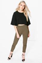 Boohoo Wendy Contrast Trouser & Shell Top Co-ord Khaki