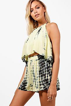 Boohoo Hannah Tie Dye Halterneck Beach Co-ord