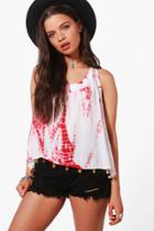 Boohoo Ria Coin Trim Tie Dye Halter Neck Top Multi