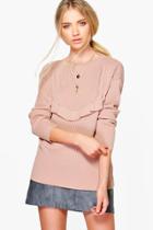Boohoo Hannah Ruffle Yoke Jumper Nude