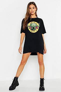 Boohoo Classic Guns N Roses License Oversized T-shirt Dress