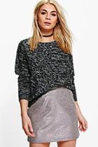 Boohoo Florence Pu Neck Trim Reverse Knit Jumper