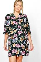 Boohoo Plus Lily Floral Wrap Front Dress