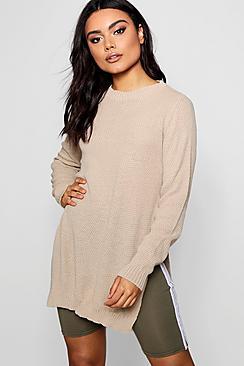 Boohoo Side Split Moss Stitch Tunic Jumper