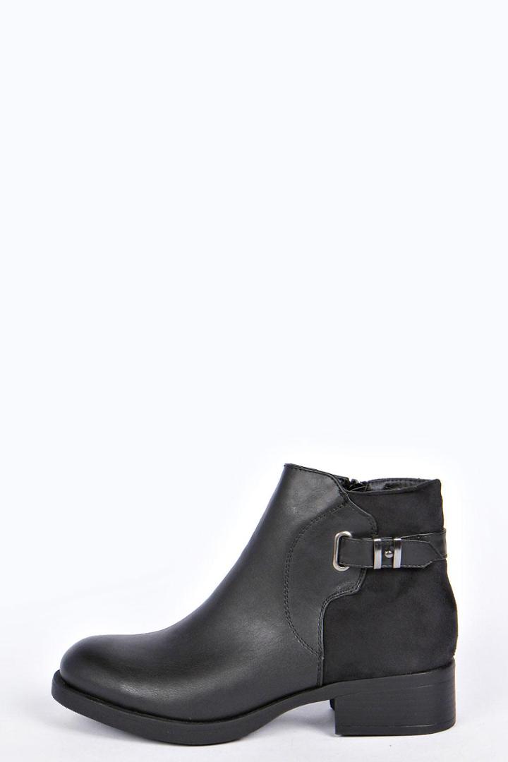 Boohoo Sophie Buckle Strap Ankle Boot - Black
