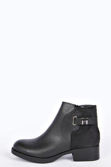 Boohoo Sophie Buckle Strap Ankle Boot - Black