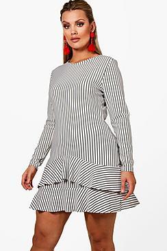Boohoo Plus Joanne Ruffle Hem Shift Dress
