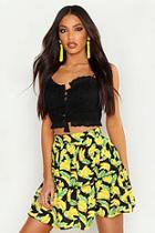Boohoo Banana Print Ra Ra Skirt