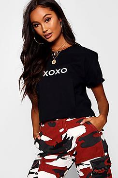 Boohoo Xoxo Slogan Crop