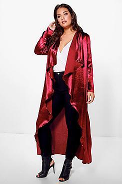 Boohoo Jordyn Satin Waterfall Duster