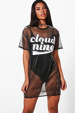 Boohoo Christina Cloud Nine Metallic T-shirt Dress