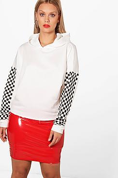 Boohoo Plus Evie Check Print Crop Hoodie