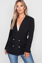 Boohoo Plus Double Breasted Military Blazer