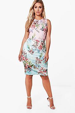 Boohoo Plus Millie Floral Midi Dress
