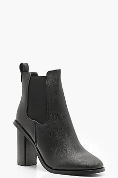 Boohoo Elastic Gusset Block Heel Shoe Boots