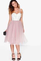 Boohoo Boutique Ana Corded Lace Tulle Prom Dress Multi