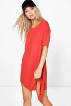 Boohoo Mia Knot Detail Cap Sleeve Shift Dress Rust