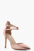 Boohoo Niamh Wide Fit Metallic Ankle Band Court Heels
