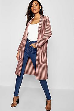 Boohoo Contrast Stripe Duster Coat