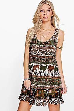 Boohoo Amelia Animal Print Smock Dress